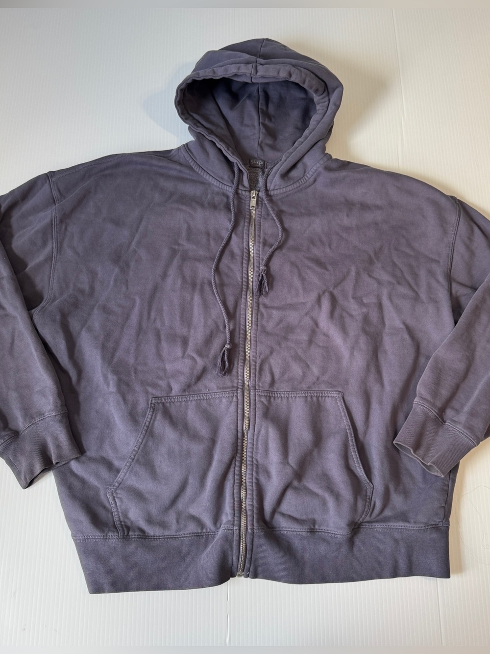 Brandy Melville John Galt Periwinkle Gray Zip Hoodie Oversized Sweatshirt OS